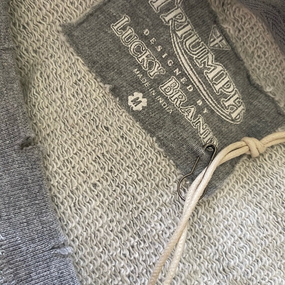 New Lucky Brand "TRUIMPH" Motorcycle Distressed Embroidered Sweatshirt NWT - Picture 10 of 10